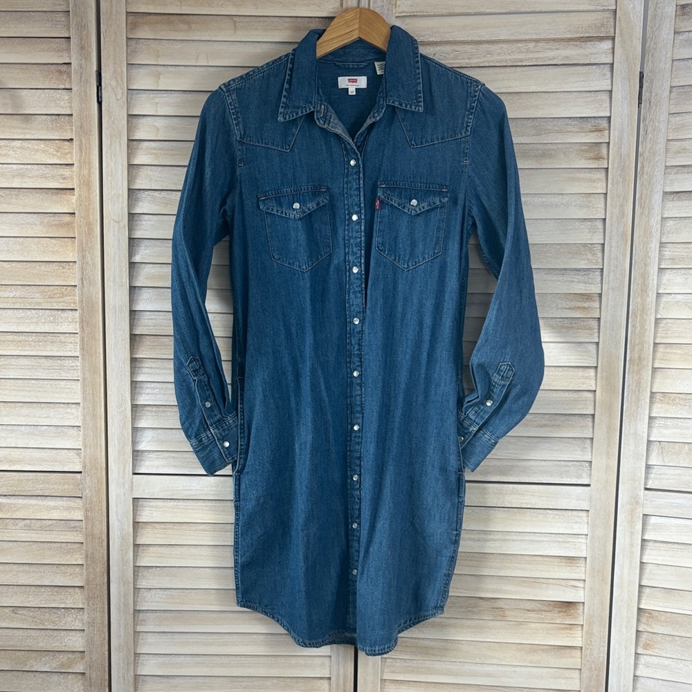 Levi's Classic Blue Denim Shirt Dress XS
